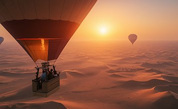Hot air balloon over desert